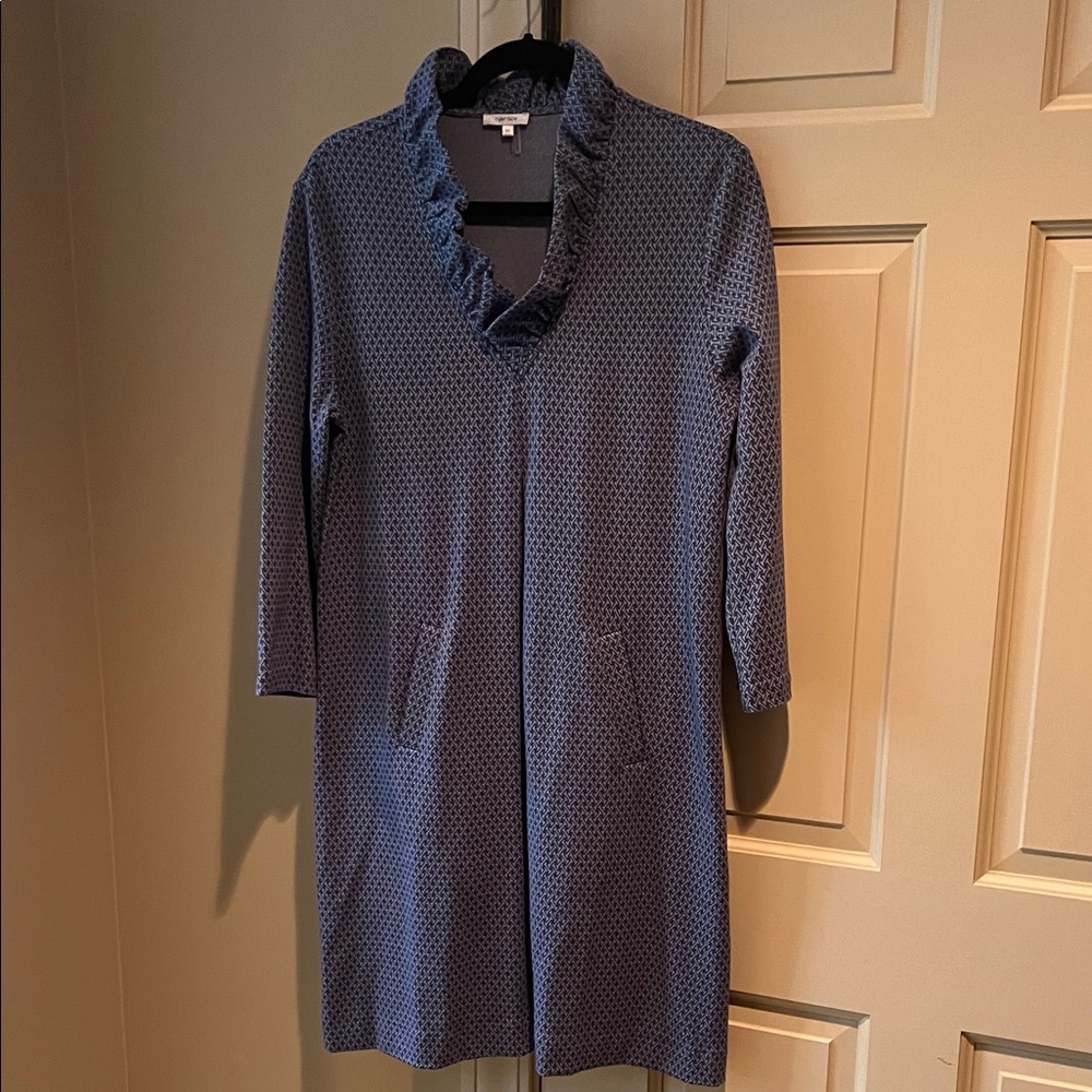 Tyler Boe Blue Patterned Long Sleeve Dress
